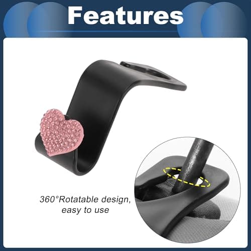 INFINAUTO Car Seat Headrest Hook Plastic Rhinestone Sturdy Pink 2.4"x1.26" — view 6