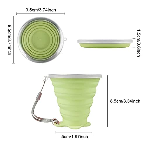 ddLUCK Silicone Foldable Cups, Travel Camping Mug with Plastic Sealing Lid — view 2