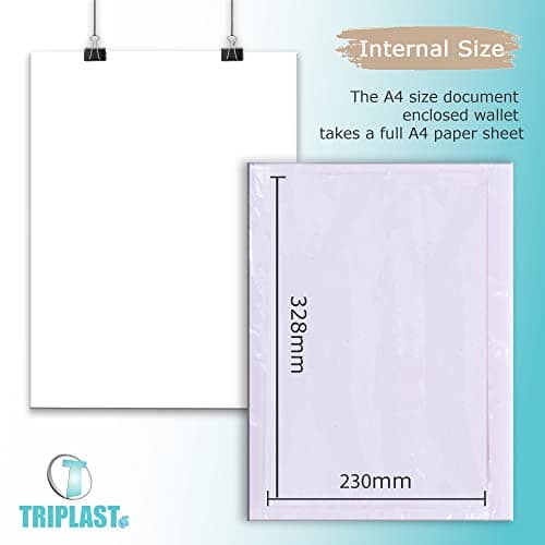 Triplast 1000 x A4 Plain Document Enclosed Wallet (328 x 230 mm) | Peel & Seal Clear Plastic Envelopes/Sleeves/Pockets/Wallets | Attach Invoices, Packing Lists & Delivery Notes to Parcels — view 2