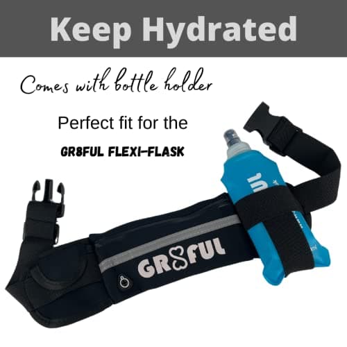 gr8ful® Running Belt for Phone/Water with Adjustable Buckle Strap for Men & Women | Zip Pockets Waist Water Resistant Fanny Pack for Sports, Hiking, Dog Walking, Travel & Outdoor Activities (Black) — view 5