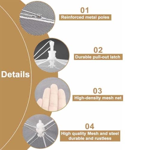2 Pcs White Food Covers, Food Covers Mesh Pop Up, 16In, Collapsible — view 4