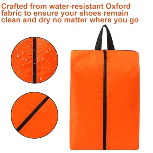 Waterproof Oxford Shoe Storage Bags, Dustproof Zippered Organiser Pouch for Trainers | Orange Gym & Travel Accessories — view 2