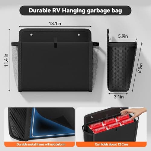 Etomvoop 2pc Campervan Door Storage Organizer Wall Mounted Hanging Bag with Large Pockets Organiser Solutions for RV Van Motorhome Camper Kitchen Office Camping Accessories Black Basket — view 6