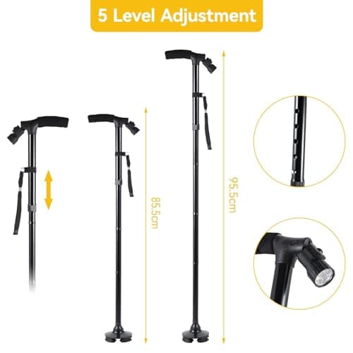 YORKING Walking Stick Folding Cane with Led Light Adjustable Height — view 2