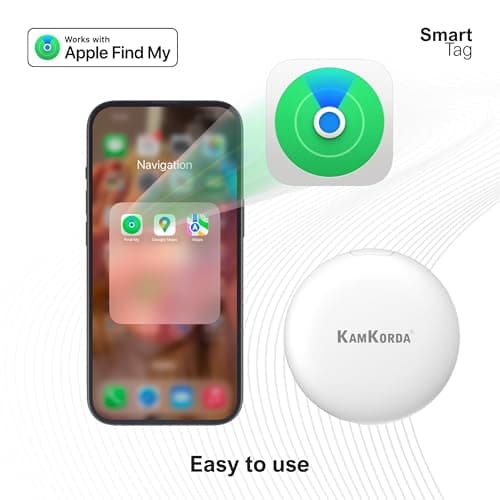 KamKorda Smart Tag Tracker, Bluetooth Key Finder, GPS Tracker Tag for Keys, Wallet, Pets, Luggage Tracking Device Compatible with iOS – White (White - 1 Pack) — view 4