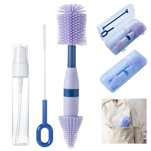 6-in-1 Travel Bottle Brush Set for Baby Bottles Under 8 OZ, Purple