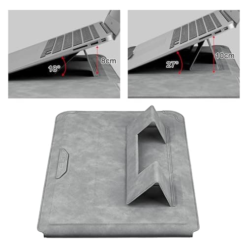 HoYiXi 15.6 16 Inch Laptop Sleeve Case with Stand Feature for MacBook Pro 16 2025 & 2021,ASUS Vivobook 15/MacBook Pro 15/Surface 3/Matebook D15/Galaxy Book Flex,15-16'' Laptop Cover,Light Gray — view 4