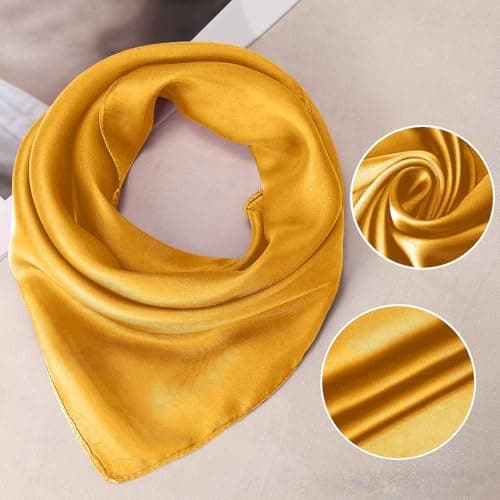 Generisch Scarf 70 x 70 cm Scarves Band Neckerchief Women's Polka Scarf, yellow, One size — view 2