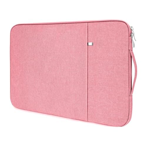 Flintronic Laptop Sleeve for 14 Inch, Water Resistant Laptop Sleeve, Portable Mens Lap-top Bag with Pockets and Compartments, Compatible with MacBook, Asus, Dell, HUAWEI 14 Inch Laptop(Pink)
