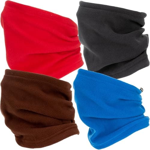 Zollen 4/3/1 Pack Neck Warmer Snood for Men Women Unisex Fleece Winter Neck Gaiter Windproof Bandana Adjustable Face Covering Scarf for Skiing Motorcycle Outdoor Sports Running Cycling