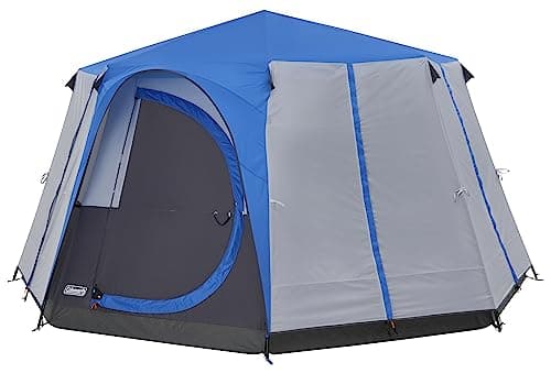 Coleman Cortes Octagon 8 Tent | For Family Camping & Festival, Large Living Area | 8 Person, Blue