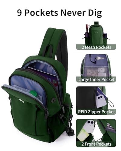 ECOHUB RFID Blocking Sling Bag, Anti-Theft Crossbody Bag for Travel, Sports — view 5