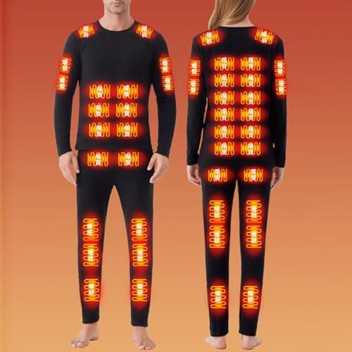 Heated Base Layer for Men and Women Fleece Lined Thermal Underwear Sets Long Sleeve Tops Long Johns Warm Thermal Bottoms Winter Outdoor Ski Running Thermals (Not Battery Pack) — view 2