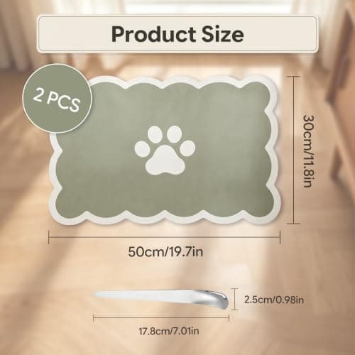 Guttiuaa 2 Pcs Pet Food Mat, 30x50cm Absorbent Dog Feeding Mats — view 2