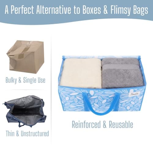 VENO 8 Pack Extra Large Moving Storage Bags with Zips, Heavy-Duty Organizer Tote, Moving Box Alternative, Clothes Storage Bin, Tag Pocket Water-Resistant (Spring Breeze, 8 Pack) — view 5
