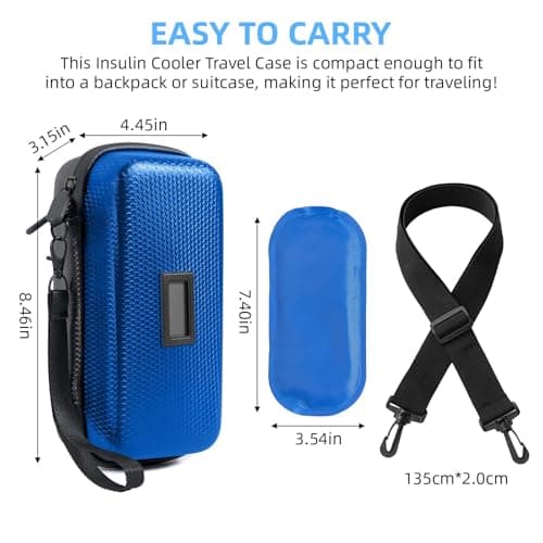 Defresit 24h Insulin Cooler Travel Case - TSA Approved Medication Diabetic Cooler for Travel with Thermometer Temperature Display Refrigerated Medicine Organizer Bag with 2 Ice Pack Blue — view 2