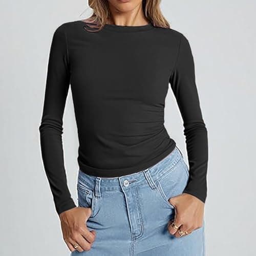 3pc Thermal Underwear Womens Long Sleeve Autumn Tops Round Neck T-Shirts — view 3