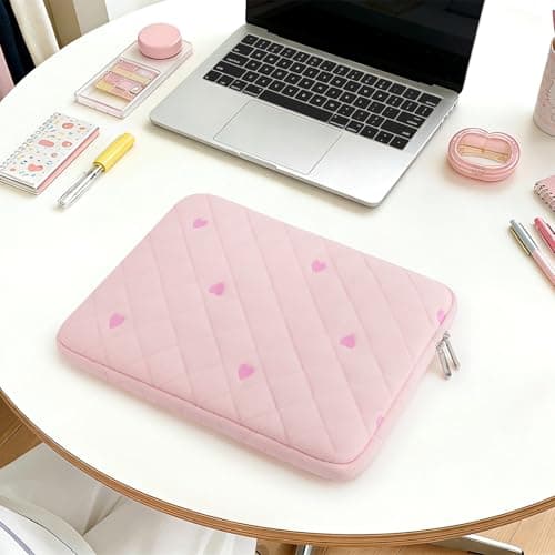 Songbala Laptop Sleeve Case 13 14 Inch Laptop Cover Protective Case Compatible with MacBook Air MacBook Pro 13 14 Inch Soft Padded Laptop Case, Pink — view 6