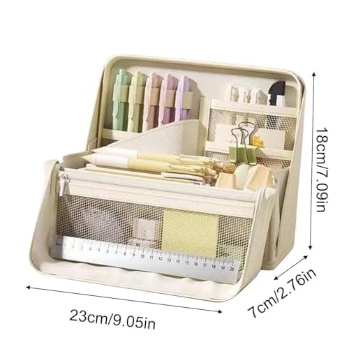 Stationery Bag Pencil Case,Large Capacity School Stationery Storage Pouch - Pencil Carry Case,for Home School Office Outgoing, Rulers Earphones Pens Markers Erasers Sticky Notes — view 5