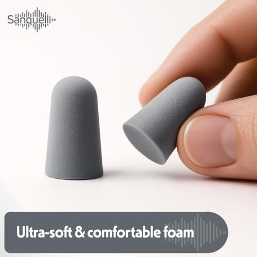 Sanquell Soft Disposable Foam Ear Plugs, 70 Pairs, SNR 38 dB Hearing Protection, Includes Aluminium Case, for Sleep, Travel, Work, and Study - Grey — view 2