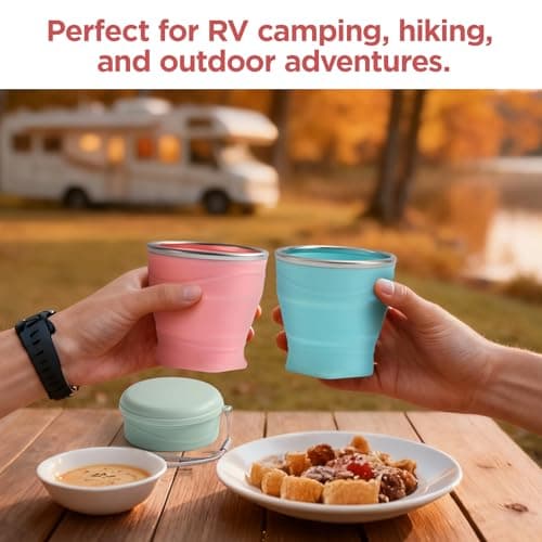 luvtree Silicone Collapsible Travel Cup with Dustproof Lid, 8.8 Oz/260ml, BPA-Free, Portable, Reusable for Camping, Picnic, Travel, Office (Light Green) — view 2