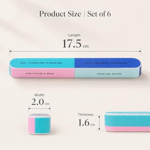 Livawnd 6 Pack 7-Way Nail File and Buffer Blocks, Multi-Grit Manicure Tools for Nail Shaping, Smoothing & Polishing, Portable Home & Travel Nail Care Set — view 2