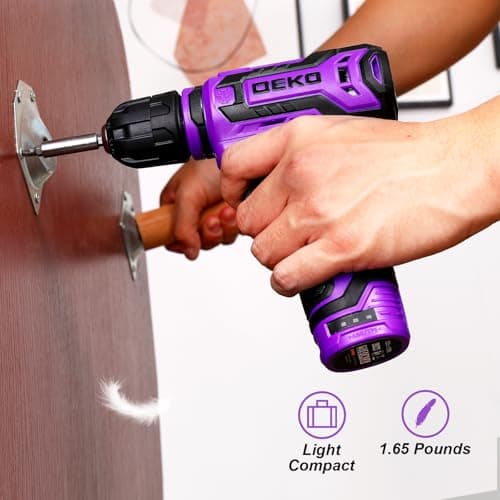 DEKOPRO 12V Cordless Drill 1.65lbs Lightweight, Variable Speed Type-C Charging Battery Powered Electric Screwdriver, 3/8" Chuck Drill Kit for Women with Portable DIY Tool Set — view 4