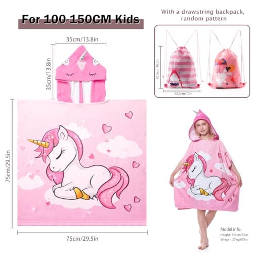 MOKANI Kids Hooded Poncho Towels Girls Beach Towel Poncho for Swimming Pool — view 2