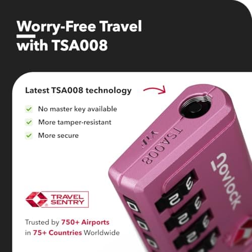NovLock Suitcase Locks, TSA Approved Luggage Locks, 4-Digit Travel Padlocks — view 6