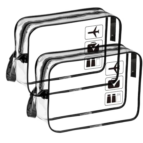 Clear Toiletry Bag,2 PCS TSA Approved Travel Cosmetic Bags Waterproof PVC Makeup Bags with Zipper Portable Toiletry Wash Bag Carry Pouch for Men Women Business Bathroom
