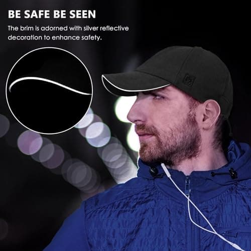 GADIEMKENSD Winter Reflective Fleece Hat with Adjustable String for Unisex Warm Winter Baseball Cap Soft Cold Hats Beanie for Hiking Running Travel Horse Workout Dark Grey — view 3