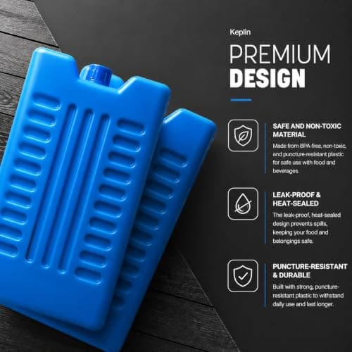 KEPLIN Large Freezer Ice Blocks (6 Pack) – Blue Reusable Ice Packs for Cooler Bags, Lunch Boxes, Travel, Picnic & Camping – Long Lasting Cooling Gel Keeps Food & Drinks Fresh for Hours — view 3
