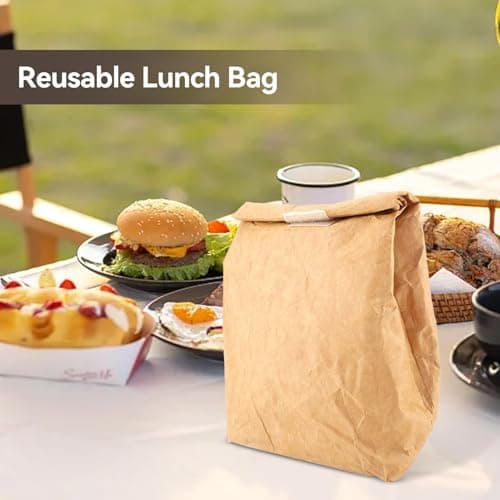 HERCHR Foldable Lunch Bag Insulated Lunch Box 5L Reusable Paper Bag Insulated Sandwiches Box Waterresistant Travel Picnic Small Cooler 176Oz for Women Office Work School Snacks — view 2