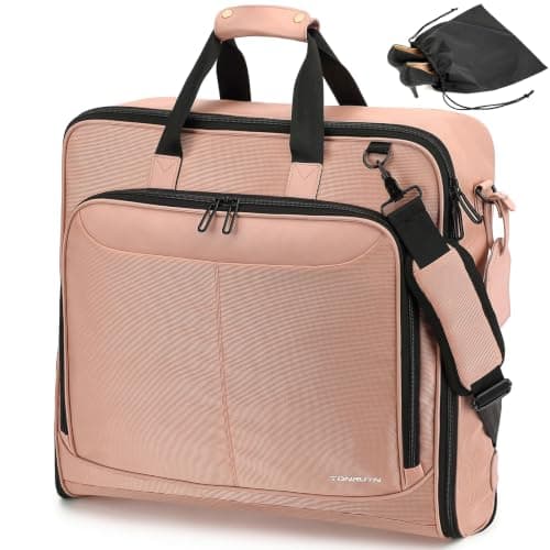 TONRUYN Travel Garment Bags for Women Suit Carrier Dress Bag 50'' Carry on Garment Bag for Business Trips 2 in 1 Hanging Suitcase Luggage with Shoulder Strap fit 15.6 Inch Laptop, Pink
