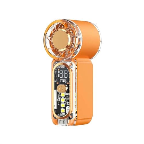 Portable Handheld Mini Fan, 22,200 RPM 1-100 Speeds Rechargeable Usb Personal Turbo Fan with LED Display, Long Battery Life, Small CoolingFan for Beach,Travel/outdoor/office/camping/running (Orange)