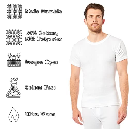 Heatwave® Pack of 2 Men's Thermal T Shirt, Warm Underwear Baselayer Thermals, Medium White — view 3