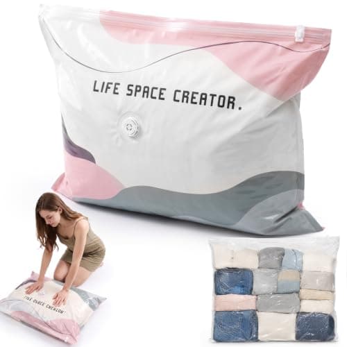 No Pump Vacuum Storage Bags, 2 Pack 70 x 50 cm Space Saver Bags for Duvets