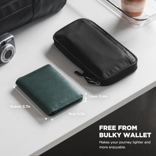 VULKIT Leather Passport Holder RFID Blocking Compact Passport Wallet — view 4