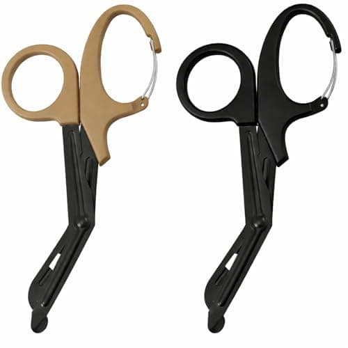 Stealth Black Coated First Aid Scissors, Stainless Steel Safety Scissors for Bandages, Gauze & Tape, Rounded Tip Emergency Scissors for First Aid Kit, Home, Travel & Workplace (Black & Brown, 15cm)
