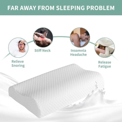 Good Nite 2026 Memory Foam Pillows 2 Pack, Ergonomic Neck Support Pillow for Side and Back Sleepers, Orthopaedic Cervical Contour Pillow for Pressure Relief, Breathable with Washable Cover, 60 x 35 cm — view 5