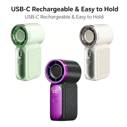 dididudi 3Pack Portable Turbo Handheld Fan, Mini USB Rechargeable Personal Pocket Fan, 5 Adjustable Speeds Small Travel Cooling Fan with LED Digital Display, Hand Held Fan for Outdoor Office Travel — view 2