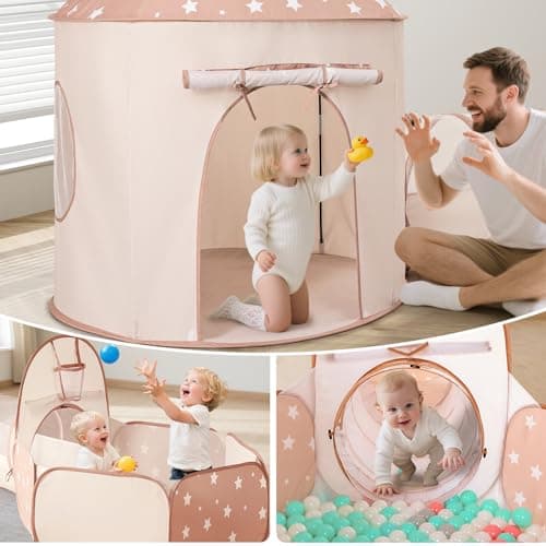 Sumbababy Kids Play Tent with Tunnel: 3-in-1 Pop up Play House Forts Indoor with Ball Pits(Excluding Balls) for Toddlers to Crawl Through with Storage Bag - Baby Toys Playhouse Tent for Birthday Gifts — view 5