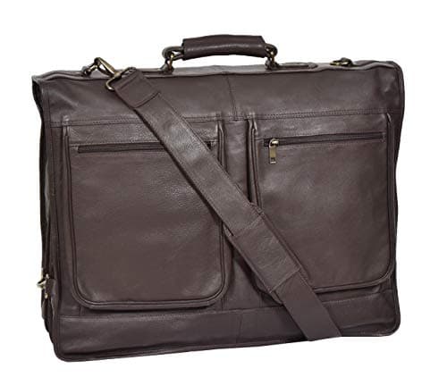 Genuine Leather Suit Garment Dress Carriers Brown Travel Cabin Bag Riga