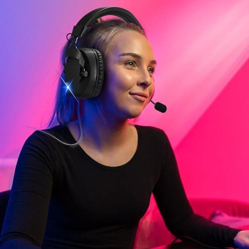 Huairdum Wireless Gaming Headset for PC Laptop Console (Black) — view 5