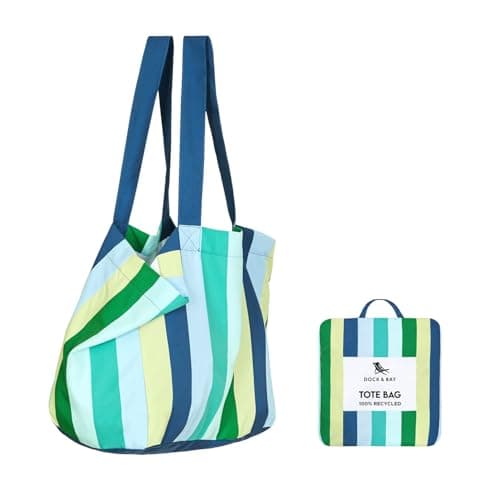 Dock & Bay Everyday Beach Tote Bag - Reusable Beach Handbag & Shopping Carrier - Cool Lagoon