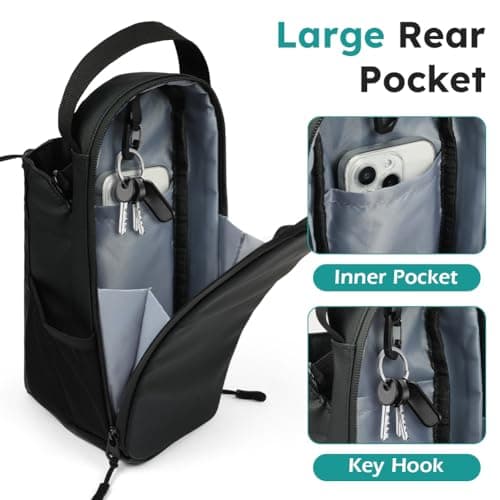 Alaoo Travel Water Bottle Bags, Water Bottle Carrier Bag for Hiking, Magnetic Gym Bag with Man and Woman for Outdoor, Climbing, Walking, Fitness, Black — view 4