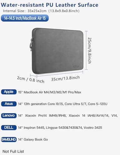 Alfheim 14 Inch Waterproof PU Leather Laptop Sleeve Case — view 2