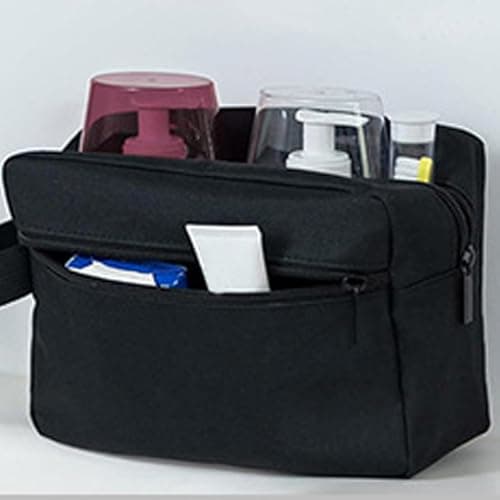 Xiuganpo Men Travel Toiletry Bag Water Nylon Hanging Toiletry Organizer with Mesh Pockets for Business Trip, Shaving Kit Portable Dopp Kit for Essentials Accessories (Black) — view 4