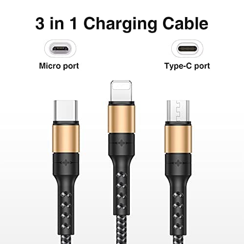 RAVIAD Multi Charger Cable, 3 in 1 Charger Cable [1.2M] Multiple USB Cable — view 3