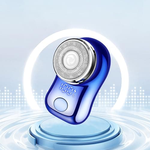 Compact Portable Shaver for Men USB Rechargeable Wet & Dry Grooming with Precision Ideal Travel Trimmer Facial Hair Remover Smooth Tool (Light Blue, One Size) — view 3